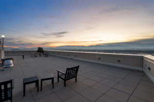 View of patio / terrace with a mountain view