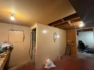 View of unfinished basement