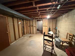 View of unfinished basement