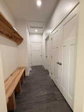 Mud Room featuring attic access and recessed lighting