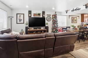 Living room with wood finished floors