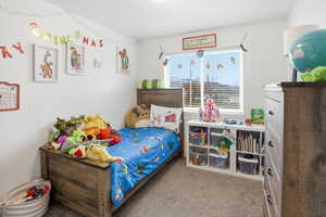 Bedroom with carpet floors