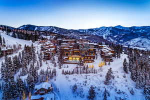 Drone / aerial view of a mountain backdrop