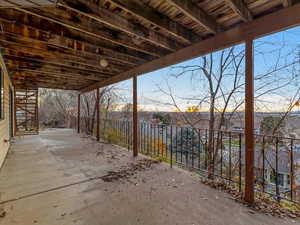 Patio terrace at dusk with a patio area