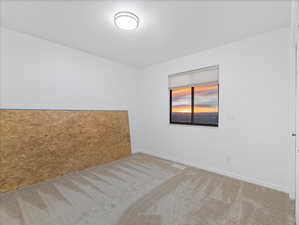Unfurnished room featuring carpet floors and a textured ceiling