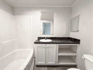 Full bath featuring vanity and shower / bathtub combination