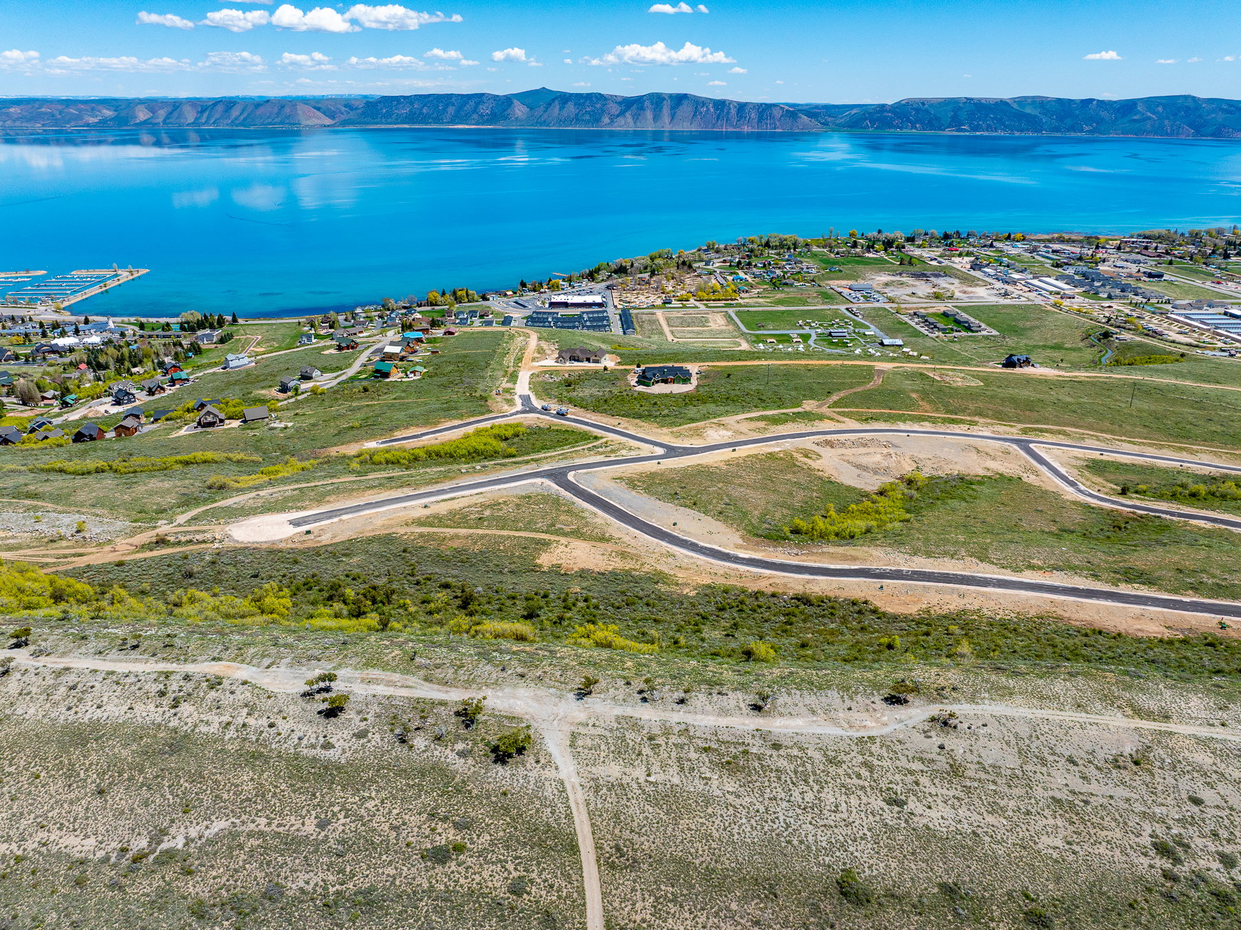 Drone / aerial view of a water and mountain view