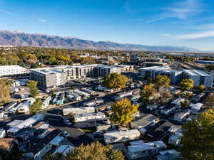 Aerial view of a mountainous background
