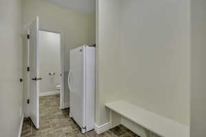 Mudroom with stone finish flooring