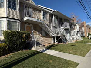View of building exterior with stairs
