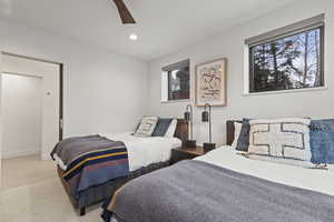 Bedroom featuring recessed lighting and ceiling fan