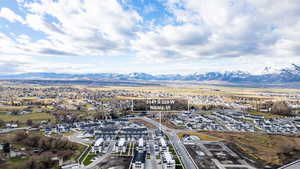 Drone / aerial view of a mountain backdrop
