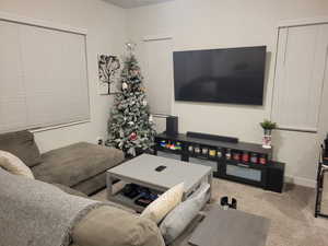 View of carpeted living area