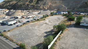 Drone / aerial view of a mountain backdrop