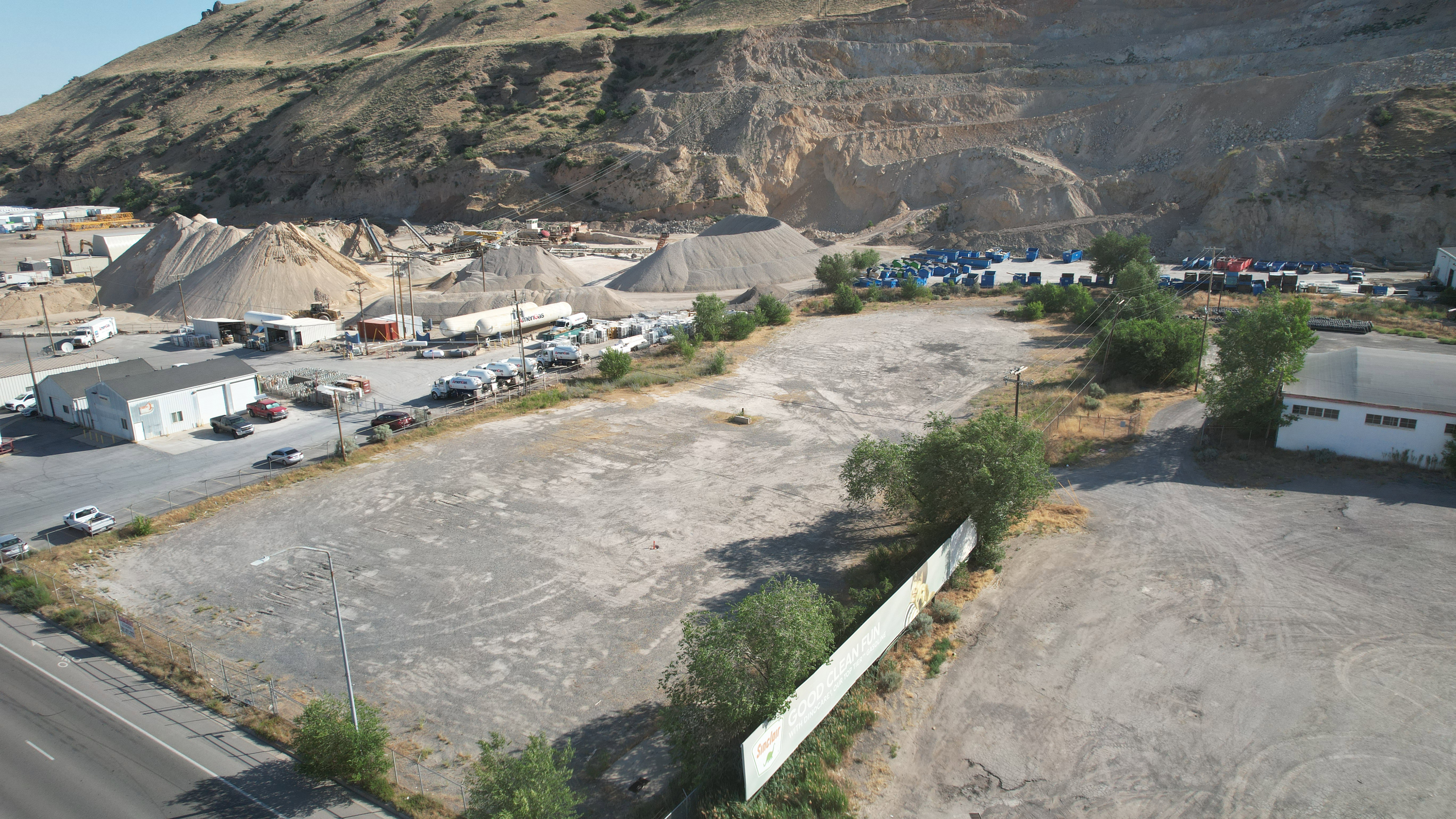 Aerial view of a mountain backdrop