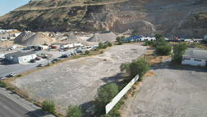 Aerial view of a mountain backdrop