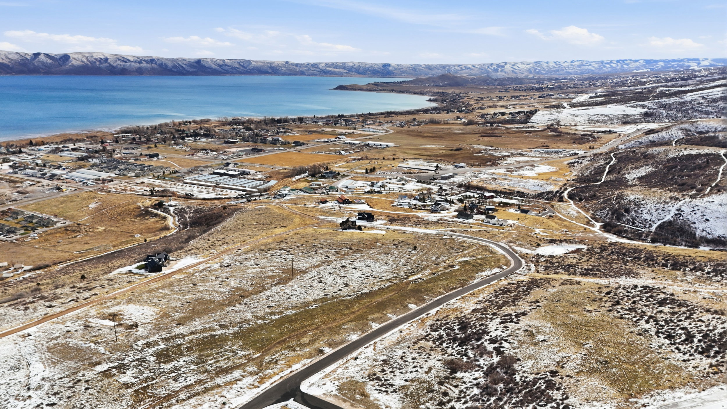 Drone / aerial view of a nearby body of water