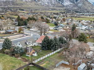 View of mountain background featuring nearby suburban area
