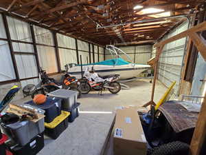 Garage with metal wall