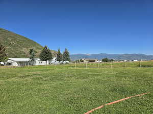 View of yard with a mountain view and a rural view