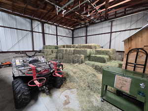 Garage with metal wall