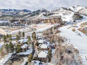 Aerial view of condo backing the golf course