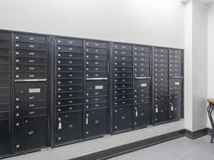 Detailed view of mail area for the building