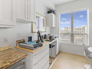 Desk area off kitchen with west facing windows