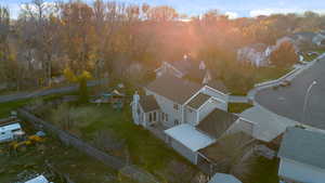 Aerial perspective of suburban area