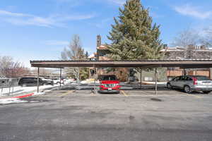 View of covered parking lot