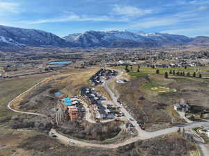 Drone views of The Ridge and surrounding valley and mountains.