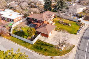 Aerial view of corner lot