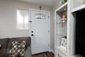 Foyer featuring dark wood-type flooring