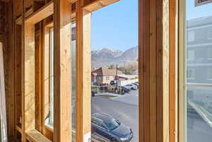 Detailed view of a mountainous background