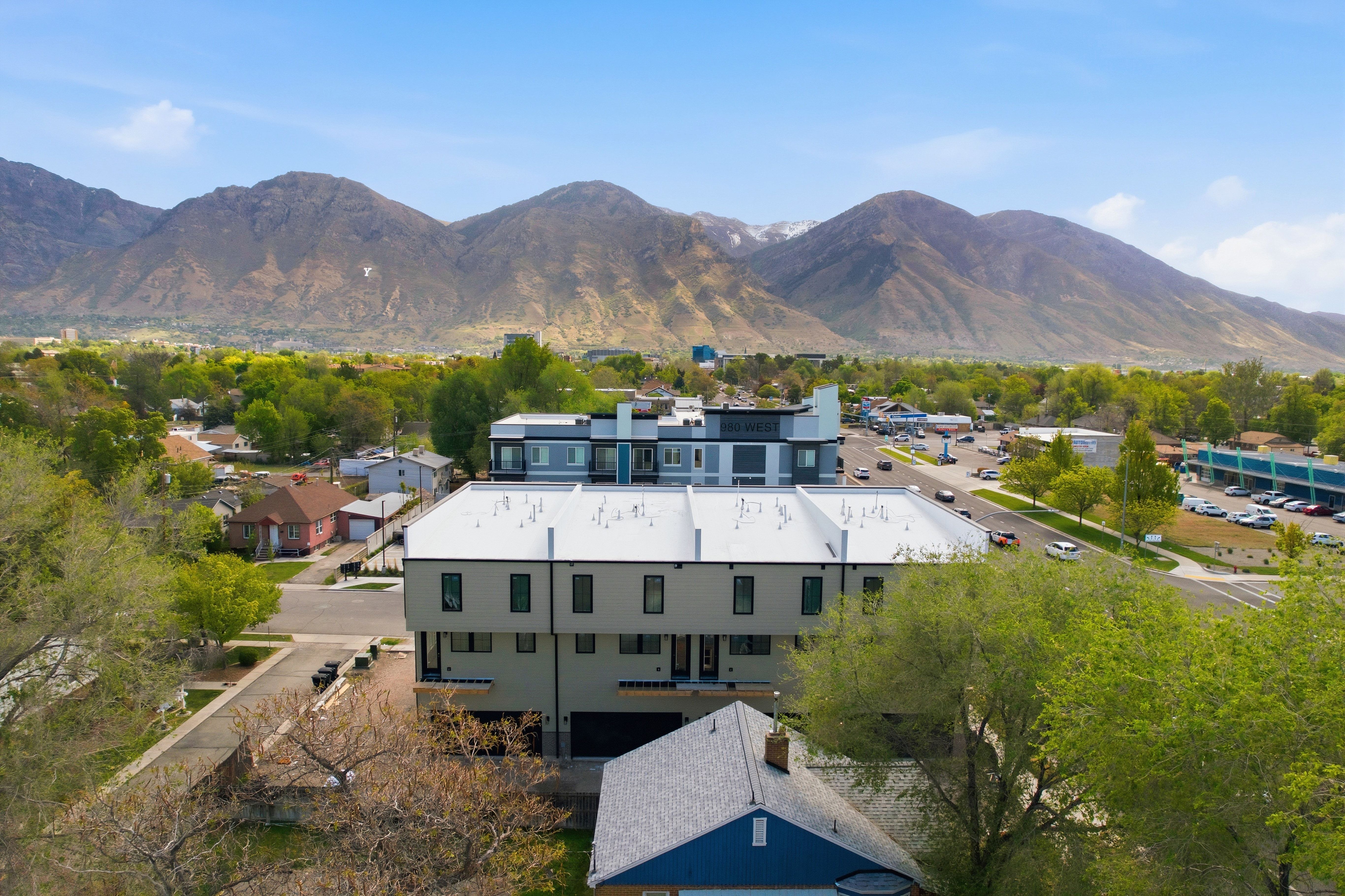 Bird's eye view of a mountain backdrop