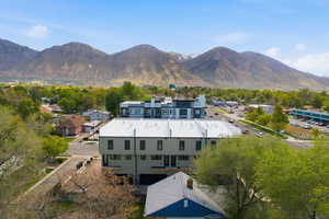 Bird's eye view of a mountain backdrop