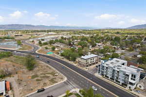Drone / aerial view of a mountainous background