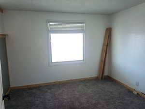 Carpeted empty room with baseboards