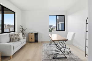 Office featuring light wood-style floors