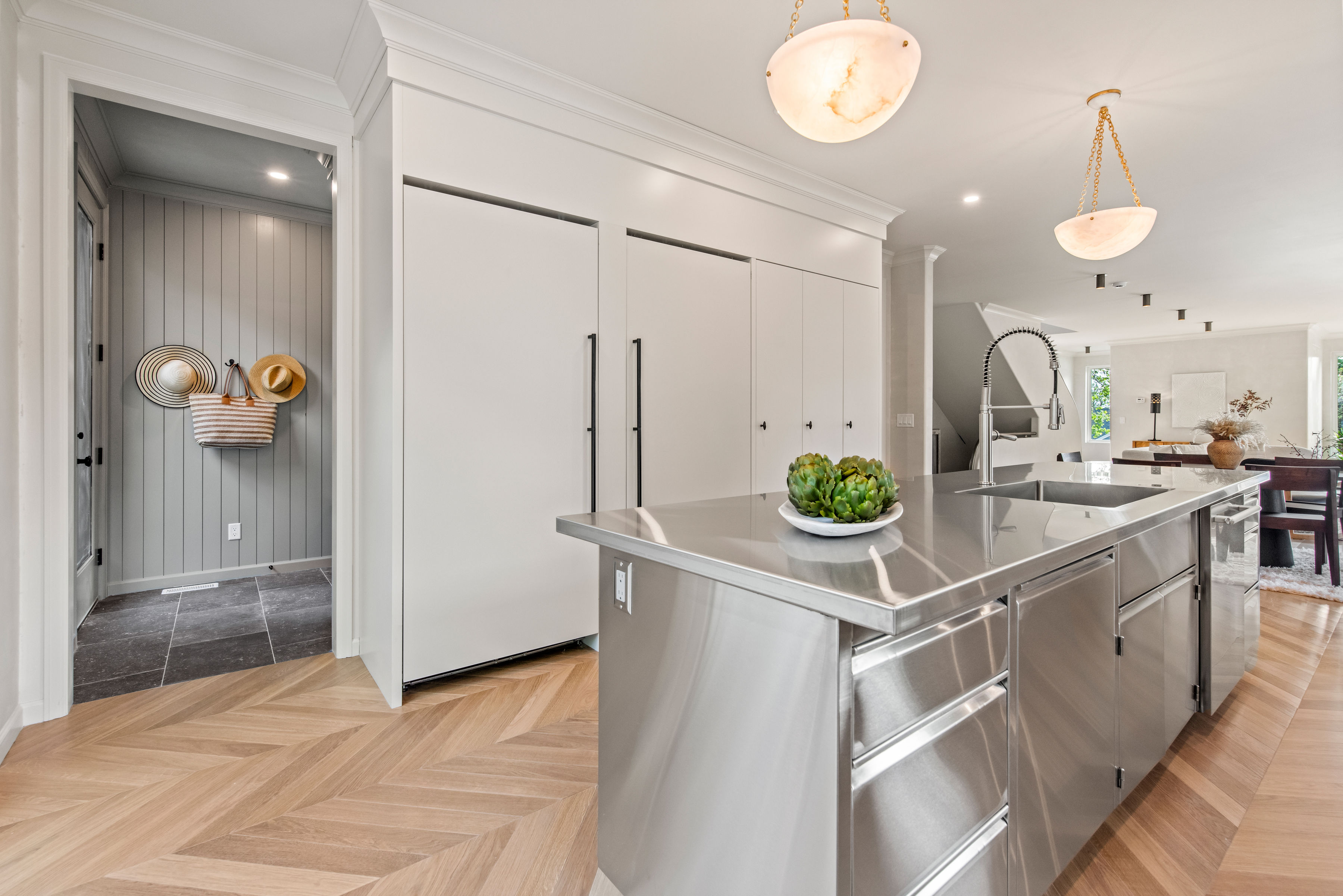 Kitchen with view of mudroom