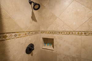 Bathroom view of a tile shower