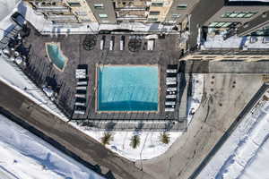 Bird's eye view of a pool area