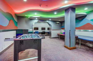 Game room with recessed lighting