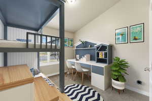 Bedroom with new carpet (virtual staging)