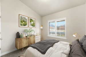 Carpeted bedroom(virtual staging)