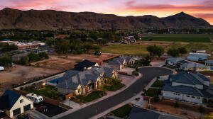 Aerial view at dusk of a mountain view