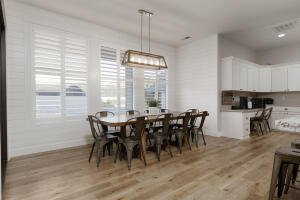 Dining space with light wood finished floors