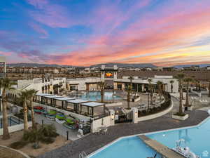 Community pool featuring a mountain view