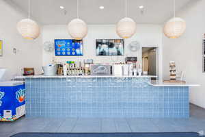 Reception with recessed lighting