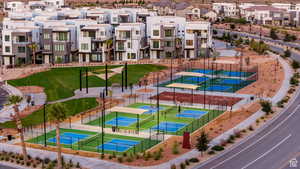 Aerial perspective of suburban area